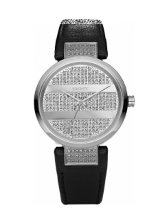 DKNY Watch with Black Leather Strap