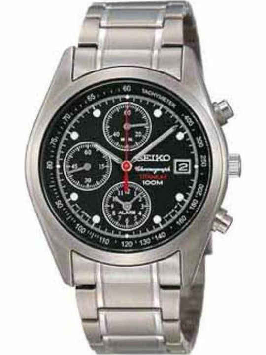 Seiko Ανδρικό Ρολόι 36.5mm Μπαταρίας με Ασημί Μεταλλικό Μπρασελέ