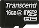 Transcend microSDHC 16GB Clasa 4 Viteză implicită