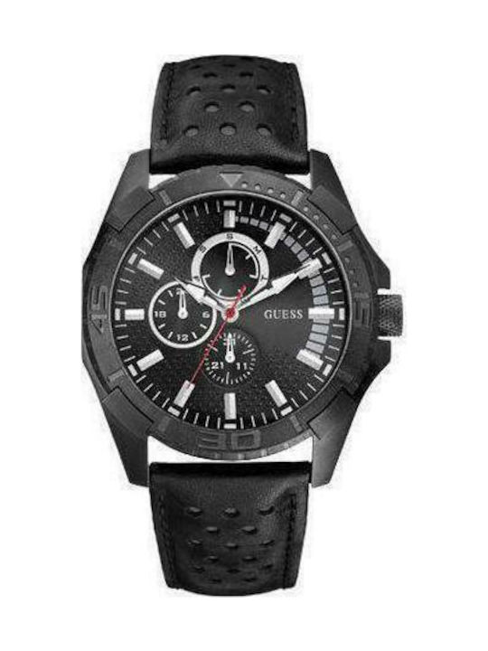 Guess Uhr Chronograph mit Schwarz Lederarmband