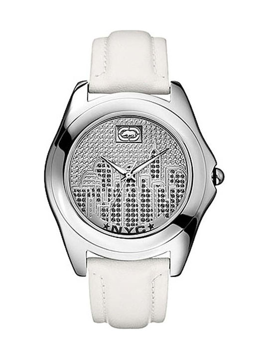 Marc Ecko Herrenuhr 44mm Batterie mit Weiß Lede...