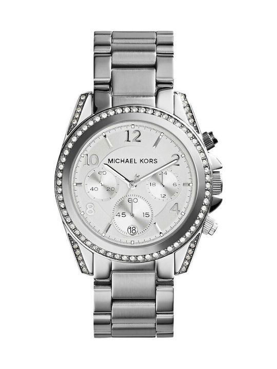 Michael Kors Blair Γυναικείο Ρολόι 40mm Χρονογράφος Μπαταρίας με Ασημί Μεταλλικό Μπρασελέ