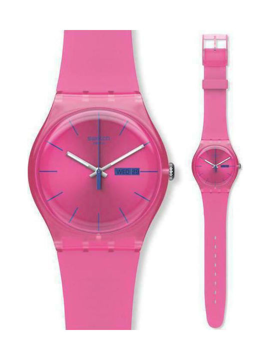 Swatch SUOP700 Uhr mit Rosa Kautschukarmband SUOP700