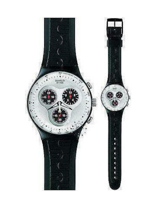 Swatch YCB1000 Battery Chronograph Watch with Rubber Strap Black