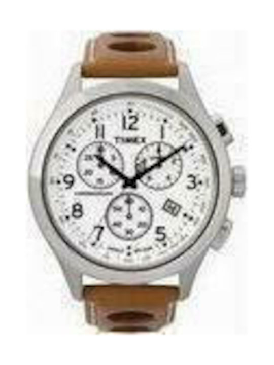 Timex T2M553 Watch Chronograph Battery with Brown Leather Strap T2M553