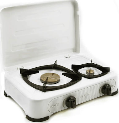 Calfer Gas Liquid Gas Countertop Double Burner White