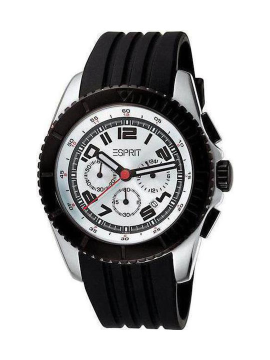 Esprit ES101891001 Uhr Chronograph Batterie mit Schwarz Kautschukarmband ES101891001