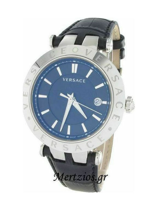 Versace Watch with Black / Black Leather Strap