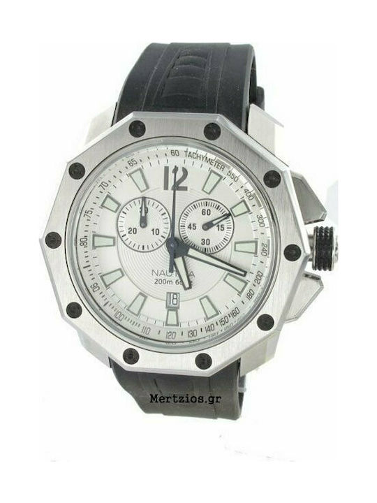 Nautica Watch Chronograph Battery with Black Rubber Strap