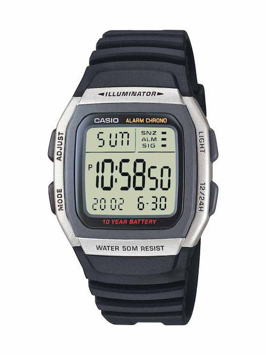 Casio Ceas Digital Pentru Bărbați 36mm Cu Baterie Și Curea Din Cauciuc Neagră