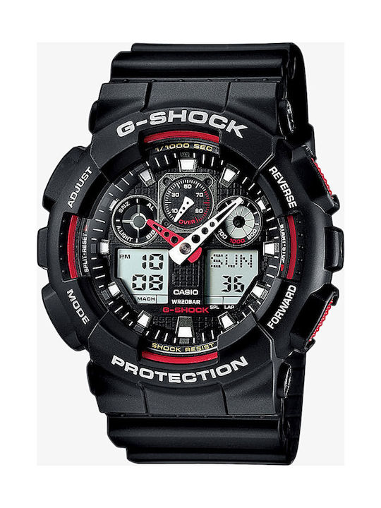 Casio G-Shock Αναλογικό/Ψηφιακό Ρολόι Χρονογράφος Μπαταρίας με Καουτσούκ Λουράκι σε Μαύρο χρώμα