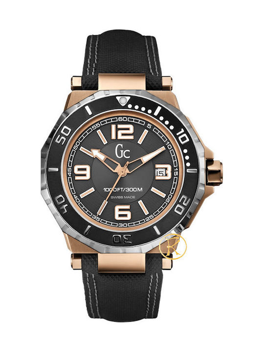 GC Watches Watch Battery with Black Leather Strap