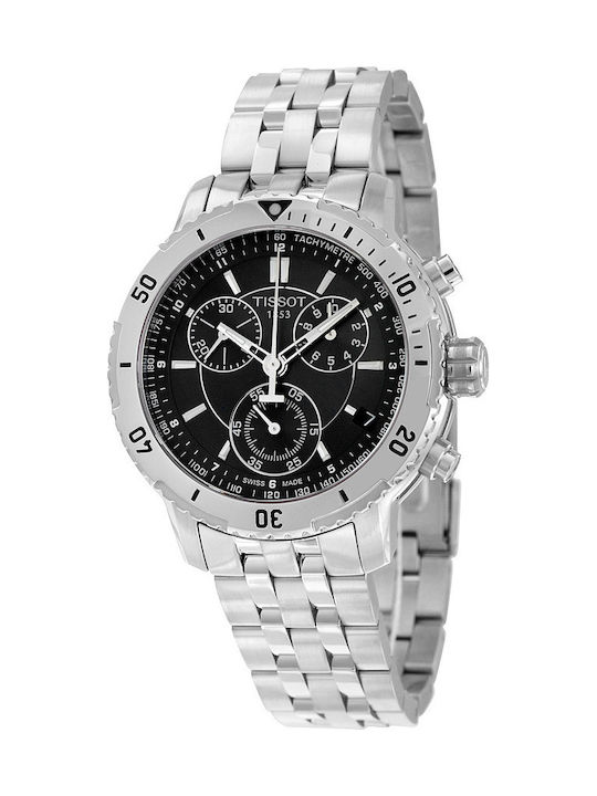 Tissot T-Sport PRS200 Ανδρικό Ρολόι 42mm Χρονογράφος Μπαταρίας με Ασημί Μεταλλικό Μπρασελέ