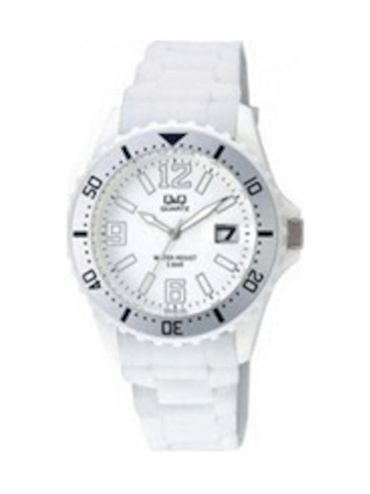 Q&Q Watch with White Rubber Strap A430J002Y