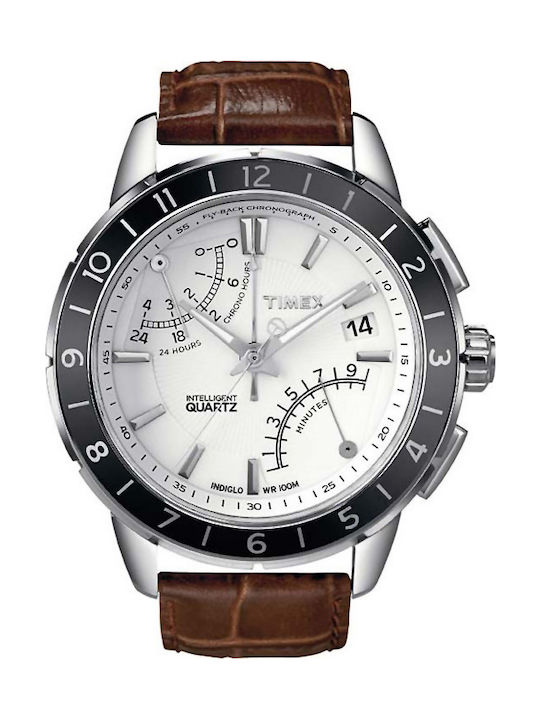Timex Watch Chronograph Battery with Brown Leather Strap