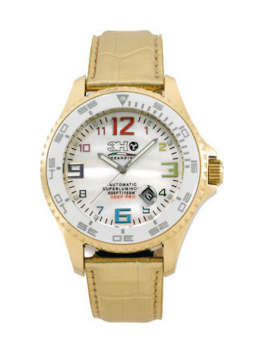 3H Italia Watch with Beige Leather Strap