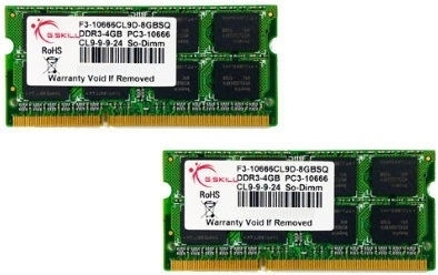 G.Skill 8GB DDR3 RAM with 2 Modules (2x4GB) and 1333 Speed for Laptop