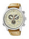 Citizen Eco - Drive Chronograph Watch with Leather Strap Beige AS402044B