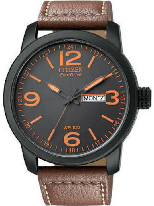 Citizen Ανδρικό Ρολόι 44mm Eco - Drive με Καφέ Δερμάτινο Λουράκι