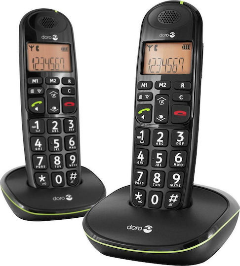 Doro PhoneEasy 100w Cordless Phone Duo Black