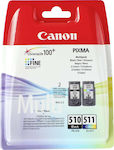 Canon PG-510/CL-511 Πακέτο 2 Μελανιών Εκτυπωτή InkJet Πολλαπλό (Color) / Μαύρο (2970B010)