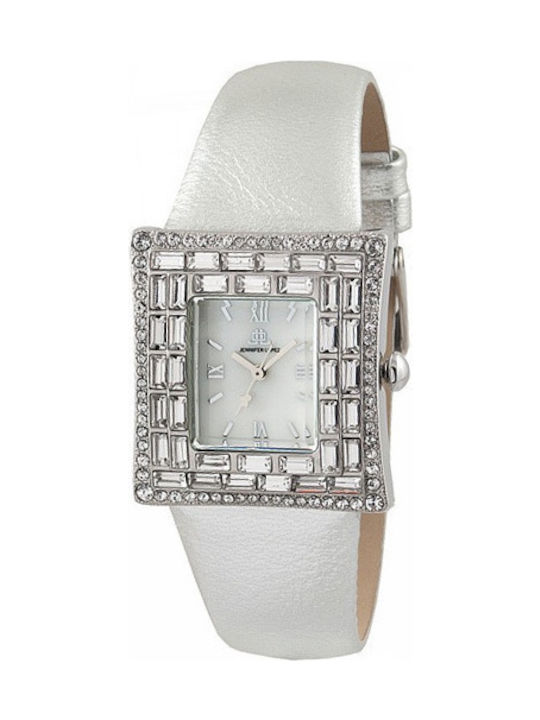 JLo 2661WMSV Watch with White / White Leather Strap JL-2661WMSV