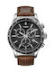 Timex Ανδρικό Ρολόι 40mm Χρονογράφος Μπαταρίας με Καφέ Δερμάτινο Λουράκι