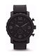 Fossil Ανδρικό Ρολόι 50mm Χρονογράφος Μπαταρίας με Μαύρο Δερμάτινο Λουράκι
