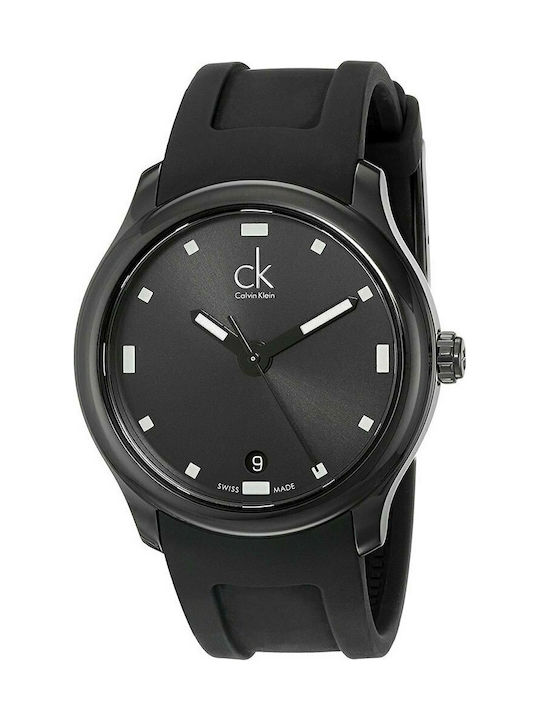 Calvin Klein Uhr Batterie mit Schwarz Kautschukarmband