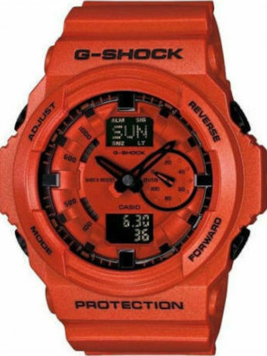 G-Shock Мъжки Часовник 55mm Хронограф На Батерия С Оранжев Каучуков Каишка
