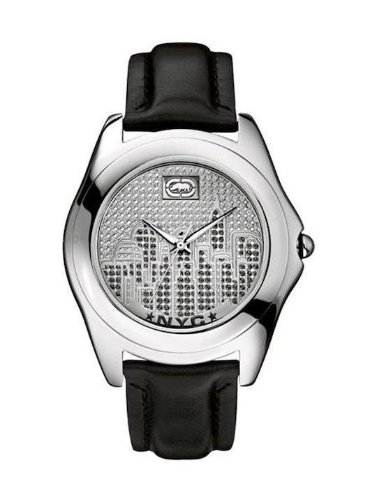 Marc Ecko Herrenuhr 44mm Batterie mit Schwarz Lederarmband