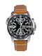 Seiko Ανδρικό Ρολόι 42mm Χρονογράφος Solar με Καφέ Δερμάτινο Λουράκι