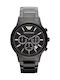 Emporio Armani Ανδρικό Ρολόι 43mm Χρονογράφος Μπαταρίας με Μαύρο Μεταλλικό Μπρασελέ