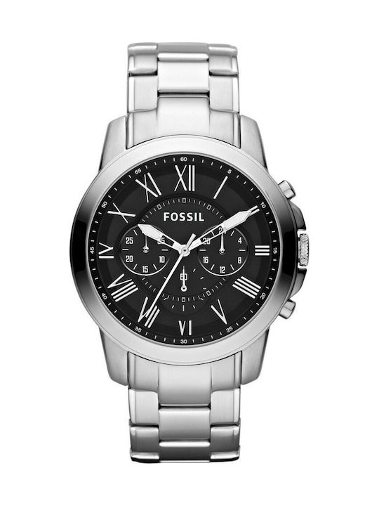 Fossil Watch Chronograph Battery with Silver Metal Bracelet