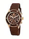 Time Force TF3301L14 Γυναικείο Ρολόι 40mm Μπαταρίας με Καφέ Καουτσούκ Λουράκι