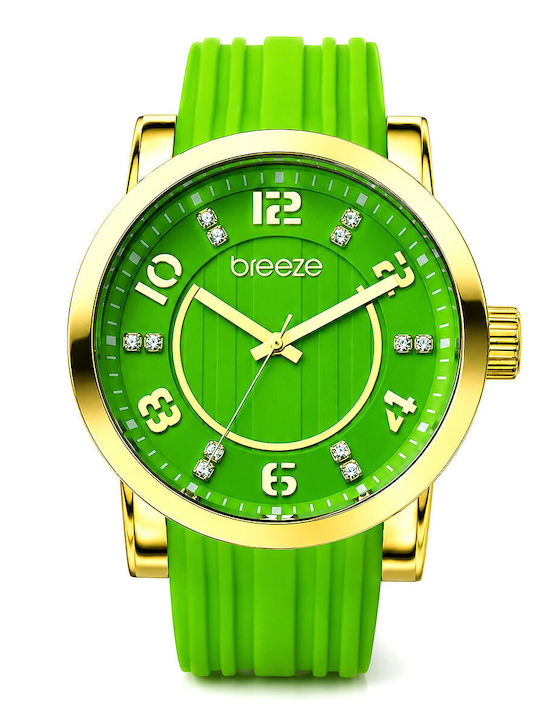 Breeze Damen Uhr mit Grün Kautschukarmband