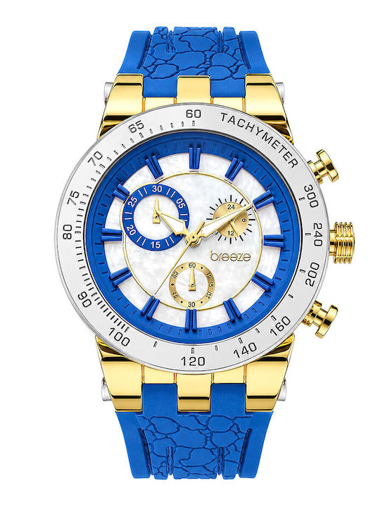 Breeze Women's Watch 46mm Chronograph Battery with Blue Rubber Strap