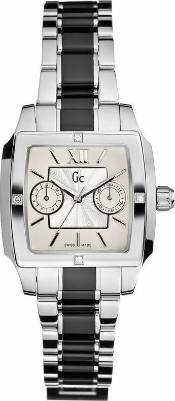 GC Watches Collection Ladies Square Black Silver Bracelet I44501L1