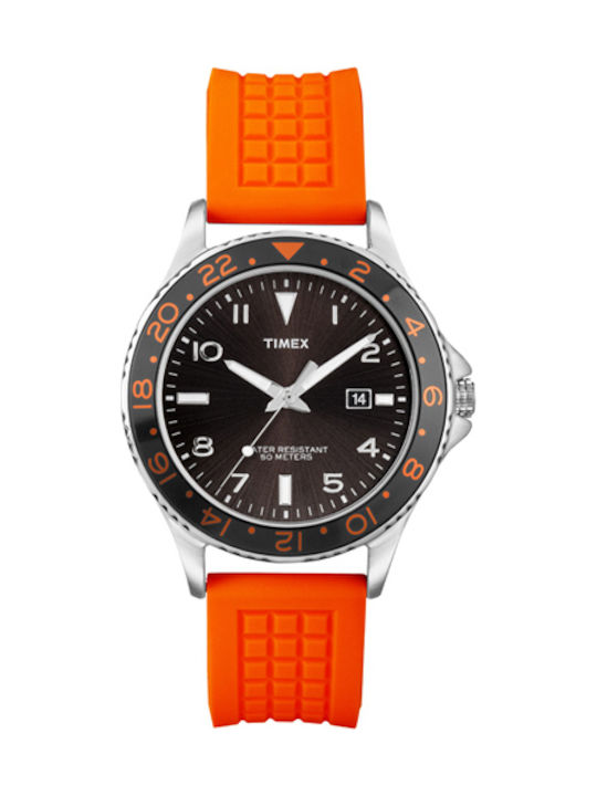 Timex Ceas Baterie cu Portocaliu Brățară din cauciuc T2P031