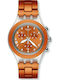 Swatch Swatch Womens Watch Chronograph Battery With Orange Steel Bracelet