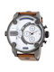 Diesel Watch Chronograph Battery with Brown Leather Strap