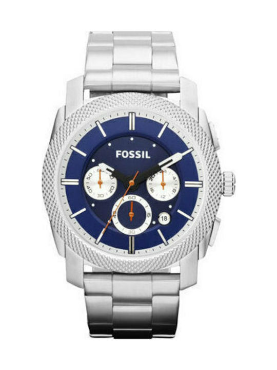 Fossil Uhr Chronograph Batterie mit Silber Metallarmband