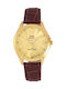 Q&Q Watch with Brown Leather Strap C192J103