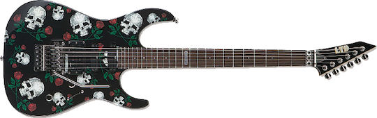 ESP LTD M 200SR Elektrische Gitarre Stratocaster mit HSS Tonabnehmerkonfiguration Skull & Roses