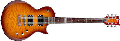 ESP Electric Guitar LTD EC-100QM with HH Pickups Layout, Rosewood Fretboard in Faded Cherry Sunburst