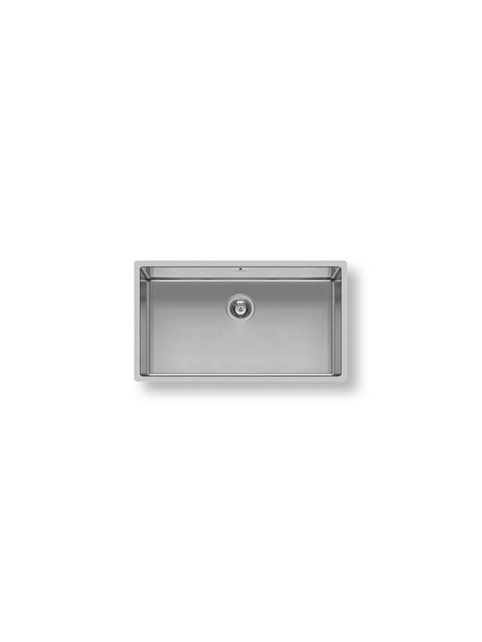 Pyramis Astris 1B Flush Mounted Kitchen Sink Stainless Steel Brushed L74cmxW40cm Silver