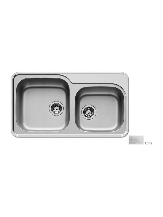 Pyramis Space Mid 2B 108716301 Drop-In Spüle Links Inox Satiniert B86xT48cm Silber