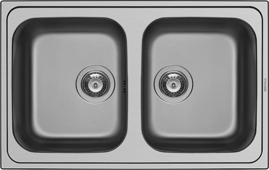 Pyramis Athena 2B 100178801 Drop-In Spüle Inox Satiniert B79xT50cm Silber