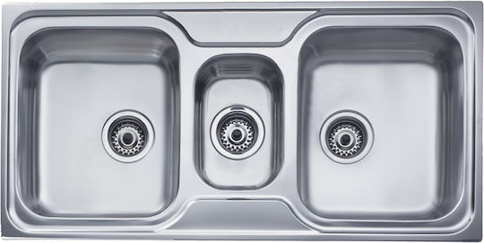 Teka Super Bowl 2 1/2C Ένθετος Νεροχύτης Inox Σατινέ Μ100xΠ50cm Ασημί
