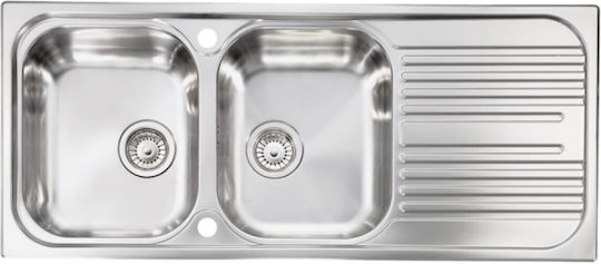 Sanitec Atlantic Ένθετος Νεροχύτης Inox Σατινέ Μ116xΠ50cm Ασημί